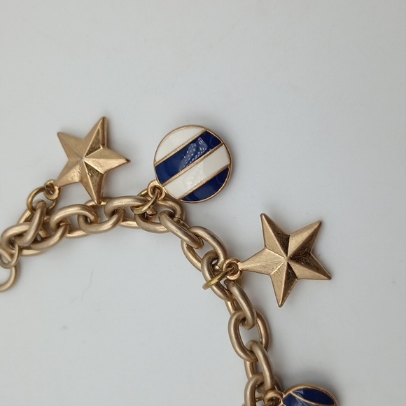 Charm Bracelet Nautical 7” Long Beachy Playful Gold Whimsical Kitschy - Picture 4 of 6